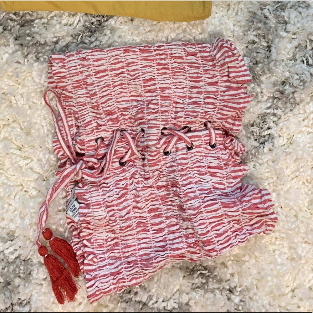 Red and white striped crop top